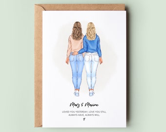 Personalised Lesbian Anniversary Card, Birthday Card, Personalised LGBTQ Card, Lesbian Card, Same Sex Couple Card, Gay Pride, Lesbian Card