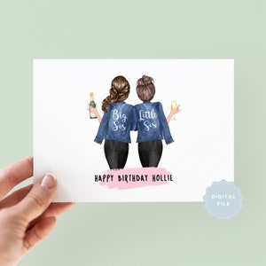 Printable Personalised Sister Birthday Card, Personalized Sister Birthday Day Card, Happy Birthday Sister, Sister Birthday, Digital Card