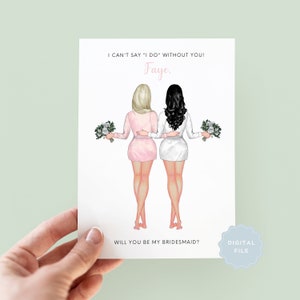 Printable Will You Be My Bridesmaid, Personalised Bridesmaid Proposal, Bridesmaid Proposal, Will You Be My Maid of Honour, Digital #076