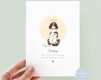 Printable Dog Memorial Rainbow Bridge Print – Personalised Pet Loss Digital Download