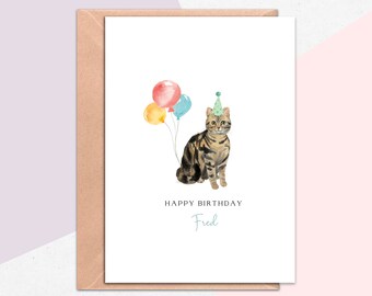 Foil Embossed Cat Lovers Birthday Art Greeting Card Mum Sister Daughter