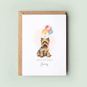 Verjaardagskaart hond Yorkshire Terrier van de hond, verjaardagskaart voor hond vader, verjaardagskaart voor hond moeder, huisdier kaart, van de hond