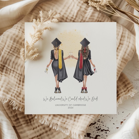 best grad cards Personalised Graduation Card for Best Friend | Custom University Graduate  Card With Matching Friends Design