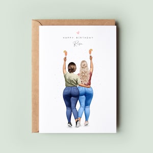 Personalised Sister and Best Friend Birthday Card - Curvy Girls Birthday Card, Sister Birthday Card, Best Friend Birthday Card