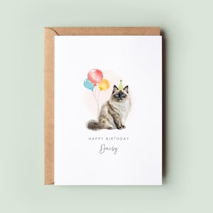 Carte d'anniversaire chat de Birmanie, carte d'anniversaire pour papa chat, carte d'anniversaire pour maman chat, carte pour animal de compagnie, carte pour chat