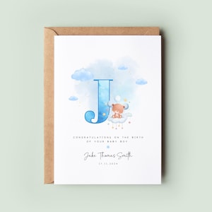 carte personnalisée nouveau-né | prénom prénommée en aquarelle pour bébé | Carte Bienvenue dans le monde | Carte souvenir pour bébé garçon, fille et sexe neutre