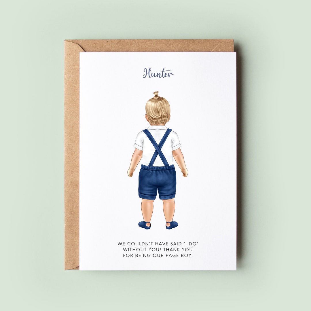 Customisable Baby Page Boy Thank You Card, Personalised Toddler Ring