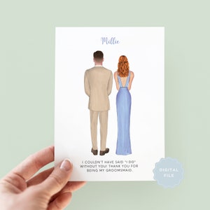 Printable Personalised Groomsmaid Thank You Card, Best Woman, Wedding Thank You Card, Best Friend Card, Groom Card, In Laws Card, Sister