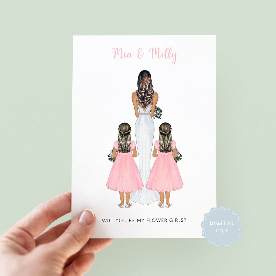 Printable Will You Be My Flower Girl Twins, Will You Be My Flower Girl ...