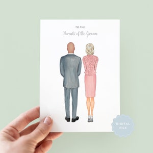Printable Personalised Parents of the Groom Wedding Day Card, Wedding Day Card to Parents, Card for Mother of the Groom, Father of the Groom