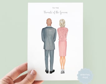 Printable Personalised Parents of the Groom Wedding Day Card, Wedding Day Card to Parents, Card for Mother of the Groom, Father of the Groom