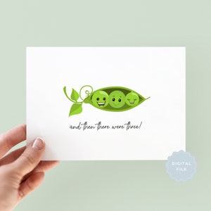 Printable And Then There Were Three, Pregnancy Announcement Card, Baby Announcement Card, Pregnancy Reveal Card, We're Having A Baby