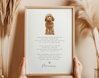 Personalised Pet Loss Print | Dog Memorial Rainbow Bridge Poem | Pet Sympathy Gift | Pet Bereavement Keepsake | Custom Pet Portrait