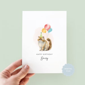 Printable Exotic Shorthair Cat Birthday Card from the Cat, Birthday Card for Cat Dad, Birthday Card for Cat Mum, Pet Card, From the Cat