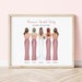 Personalised Bridesmaid Print, Bridal Party Print, Team Bride Print, Bridesmaid Gift, Wedding Keepsake, Personalised Bridesmaid Gift - #053