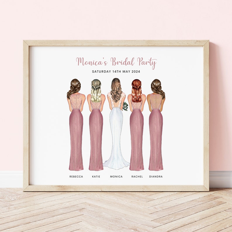 Personalised Bridesmaid Print, Bridal Party Print, Team Bride Print, Bridesmaid Gift, Wedding Keepsake, Personalised Bridesmaid Gift - #053 