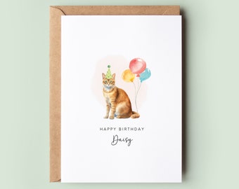 Abyssinian Cat Birthday Card - Ideal for Cat Parents - Adorable Pet Card from Kitty - Fun and Unique Pet Greeting