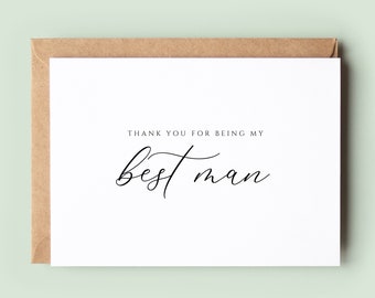 Classic Thank You Best Man Card, Best Man Wedding Thank You Card, Card To Best Man, Best Man Thank You Card, Wedding Party Card