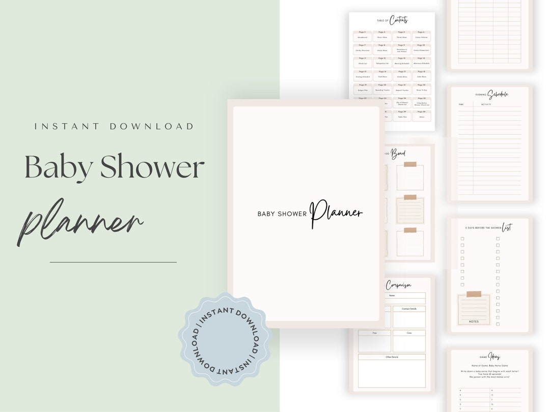 Printable PDF Baby Shower Planner Baby Shower Planner - Etsy