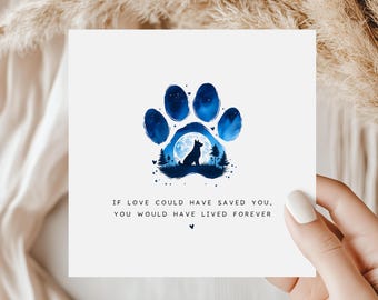 Australian Cattle Dog Sympathy Card | Blue Paw Print Pet Memorial Condolence