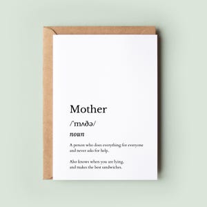 Mama Definition Karte | Einzigartige Muttertagskarte | Karte für Mama | Alles Gute zum Muttertag Grußkarte