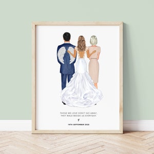 Personalised Wedding Day Print, Remembrance Wedding Print, Angel Wings, By My Side, In Loving Memory Wedding Print, Remembrance Wedding Sign