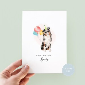Printable Australian Shepherd Birthday Card | From the Dog | Pet-Themed Card for Dog Mum or Dog Dad
