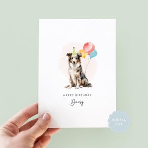 Printable Australian Shepherd Birthday Card | From the Dog | Pet-Themed Card for Dog Mum or Dog Dad