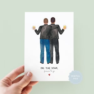 Printable Personalised Gay Anniversary Card, Personalised LGBTQ Card, Gay Card, Same Sex Couple Card, Gay Pride, Gay Wedding Card