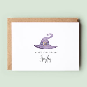 Jolie carte d'Halloween sorcière personnalisée, carte Happy Halloween, carte d'Halloween pour enfants, carte d'Halloween personnalisée, carte de voeux d'Halloween