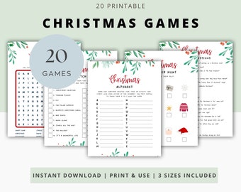 20 Printable Christmas Trivia Games Bundle, Christmas Games Printable, Office Christmas Party Games, Family Christmas Games, Fun Games