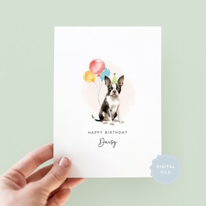 Tarjeta de cumpleaños imprimible de Boston Terrier de parte del perro, tarjeta de cumpleaños para papá perro, tarjeta de cumpleaños para mamá perro, tarjeta para mascota, de parte del perro