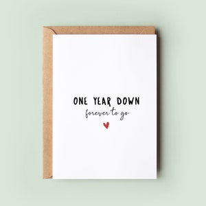 Tarjeta para el primer aniversario de bodas, un año después, tarjeta de aniversario para él, tarjeta de aniversario para ella, feliz aniversario, tarjeta de aniversario en papel