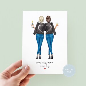 Printable Personalised Lesbian Anniversary Card, Personalised LGBTQ Card, Lesbian Card, Same Sex Couple Card, Gay Pride, Lesbian Wedding