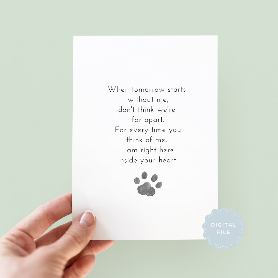Printable Pet Loss Sympathy Card, Pet Bereavement Card, Pet Death ...