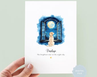 Printable Dog Memorial Printable – Personalised Pet Loss Digital Download, Brightest Star in the Sky Art