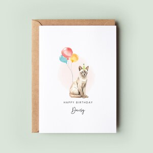 Carte d'anniversaire chat tonkinois du chat, carte d'anniversaire pour papa chat, carte d'anniversaire pour maman chat, carte pour animal de compagnie, chat