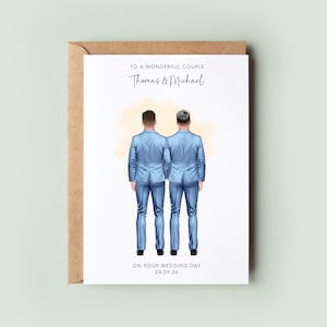 Personalised Mr & Mr Wedding Card | Gay Wedding Congratulations Card | Groom and Groom Civil Ceremony Keepsake | LQBTQ+ Wedding Card
