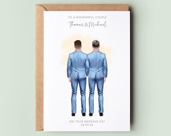 Personalised Mr & Mr Wedding Card | Gay Wedding Congratulations Card | Groom and Groom Civil Ceremony Keepsake | LQBTQ+ Wedding Card