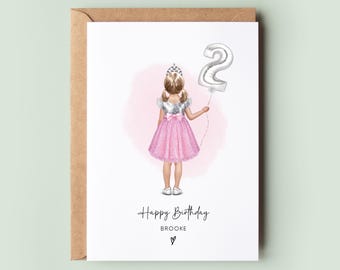 Personalised 2nd Birthday Card for Girl | Cute Second Birthday Card for Daughter, Granddaughter, or Niece | Gift for Little Girl