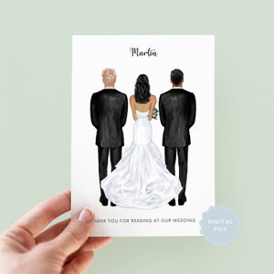 Printable Personalised Thank You For Reading At Our Wedding Card, Wedding Thank You Card, Personalised Wedding Reader Card, Wedding Reading