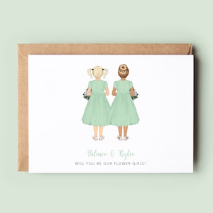 Will You Be My Flower Girl Personalised Greeting Card, Twins Flower Girl Proposal, Personalised Flower Girl Card, Will You Be My Bridesmaid