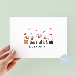 Tarjeta imprimible con el nombre de mi perro o gato favorito, tarjeta de San Valentín para perros, tarjeta de San Valentín para gatos, día de la madre de los perros, día de la madre de los gatos, tarjeta para mascotas, aniversario