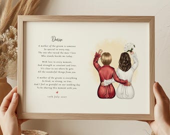 Personalised Mother of the Groom Wedding Print, Custom Illustration, Morning Keepsake (Printed or Digital File)