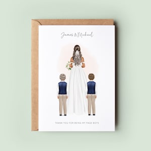 Custom Brothers Page Boy Thank You Card - Personalised Twins Wedding Appreciation, Unique Page Boy Keepsake, Wedding Thank You