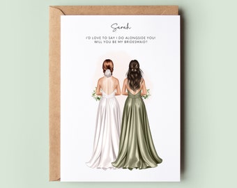 Personalised Will You Be My Bridesmaid Card, Custom Bridesmaid Proposal Card, Illustrated Bridesmaid Gift, Proposal Box Card, Bridesmaid Box