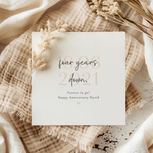 Personalised Anniversary Card - Four Years Down, Forever To Go!