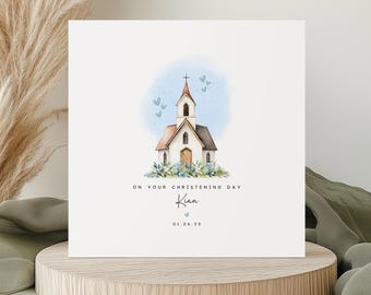 Personalised Christening or Baptism Card for Boys | Keepsake Card for Son, Godson, Nephew, Brother or Grandson | Eco-Friendly