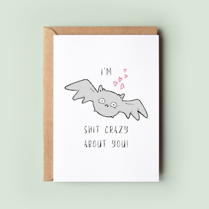 Carte d'Halloween chauve-souris, carte d'anniversaire d'Halloween, carte d'anniversaire pour lui, carte d'anniversaire pour elle, je t'aime, carte d'anniversaire en papier