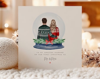 Personalised First Christmas as My Husband Card | First Christmas as Mr & Mrs | Newlywed Christmas Card | Custom Couple Christmas Card